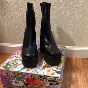 Black Platform Ankle Boots-Jeffrey Campbell - Burning Man